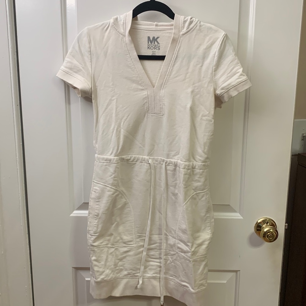 MK Michael Kors white cotton tennis jumper with hood
